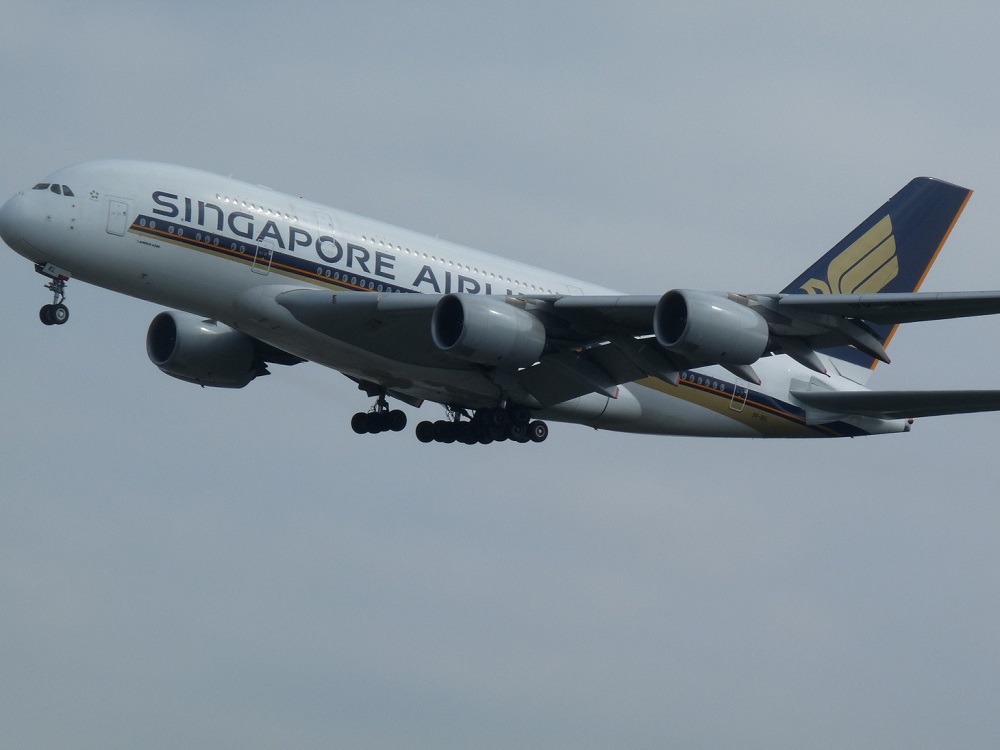 Hier die A380 der Singapore airlines 9V SKL